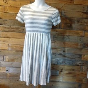 Gray and white striped dress by Riah Fashion - NEW